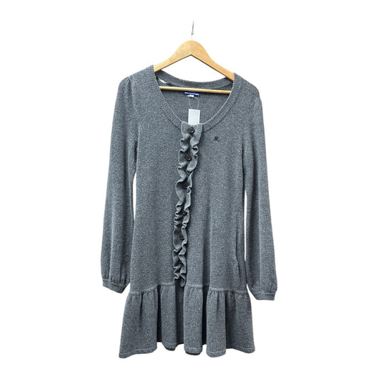 Authentic Burberry Blue Label Gray Ruffle Knit Dress with Back Ribbon BU1098