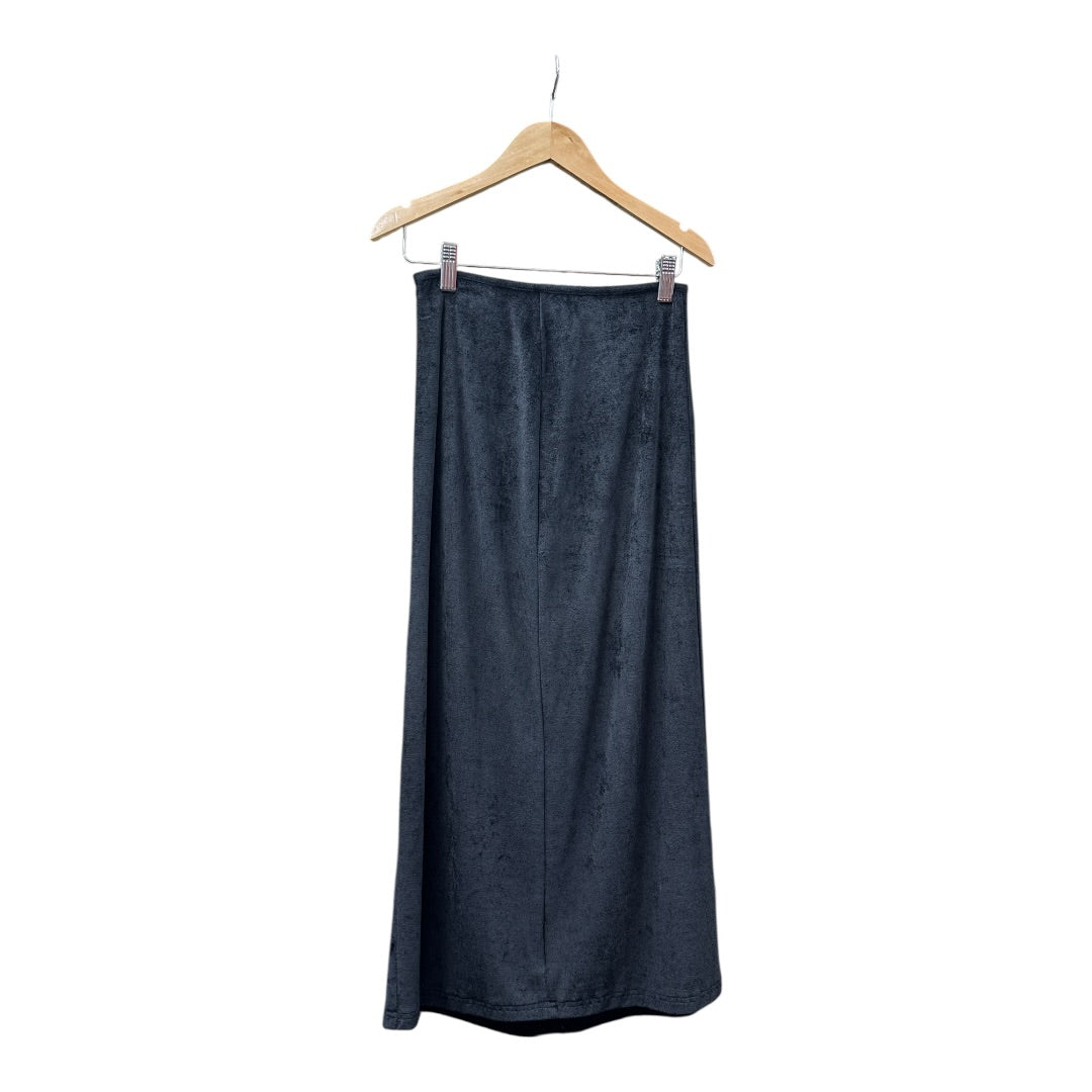 Authentic FENDI JEANS Black Velour Long Skirt with Logo Tape FE248