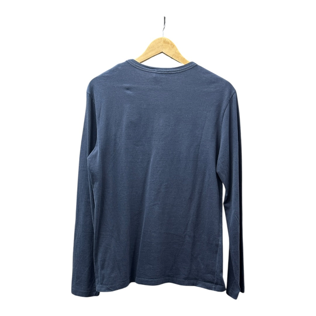 Authentic Moncler Navy Blue Long Sleeve T-Shirt with Large Red Logo MO217