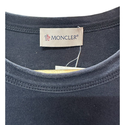 Authentic Moncler Navy Blue Long Sleeve T-Shirt with Large Red Logo MO217