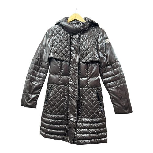 MONCLER Brown Quilted Long Down Coat with Belt MO250