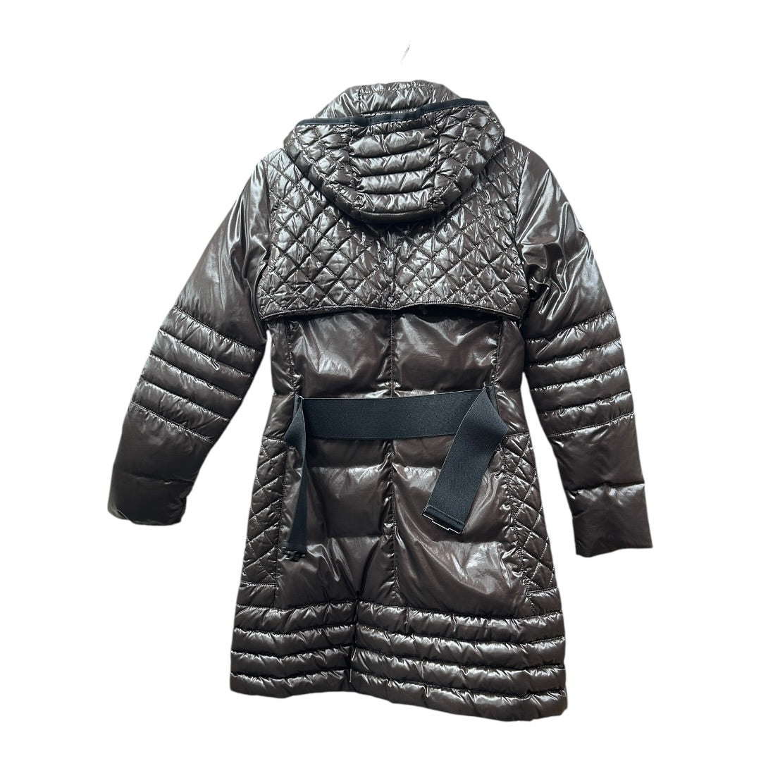 Authentic Moncler Brown Quilted Long Down Coat with Belt MO250