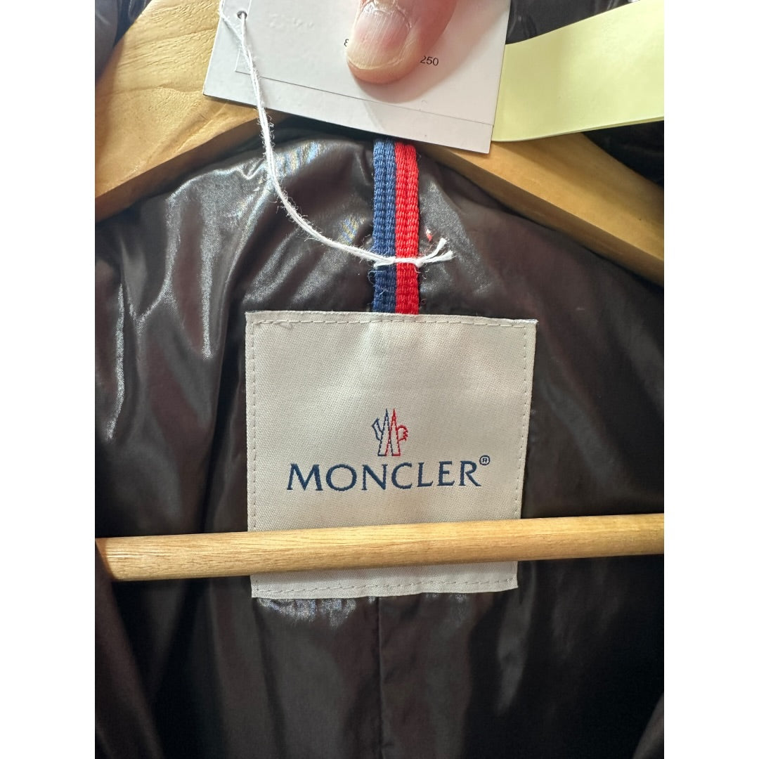 Authentic Moncler Brown Quilted Long Down Coat with Belt MO250