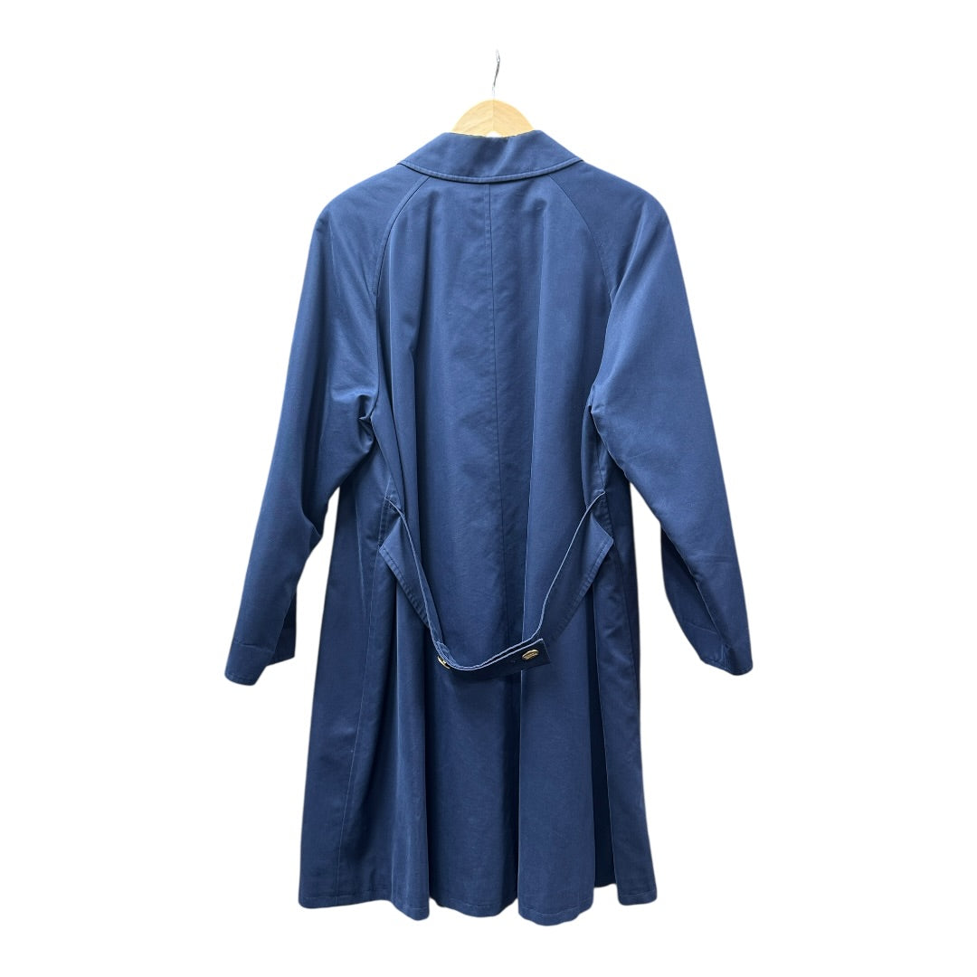 Authentic Burberrys Vintage Balmacaan Coat Navy with Gold Emblem