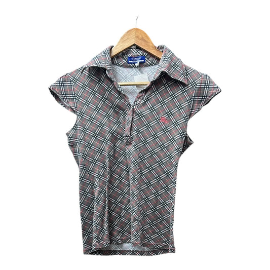 Authentic Burberry Blue Label Check Pattern Top with Embroidered Logo BU1178