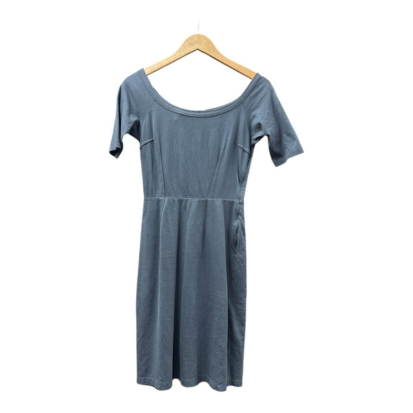 Authentic PRADA Gray Lace-Up Back Cotton Short-Sleeve Dress PR150