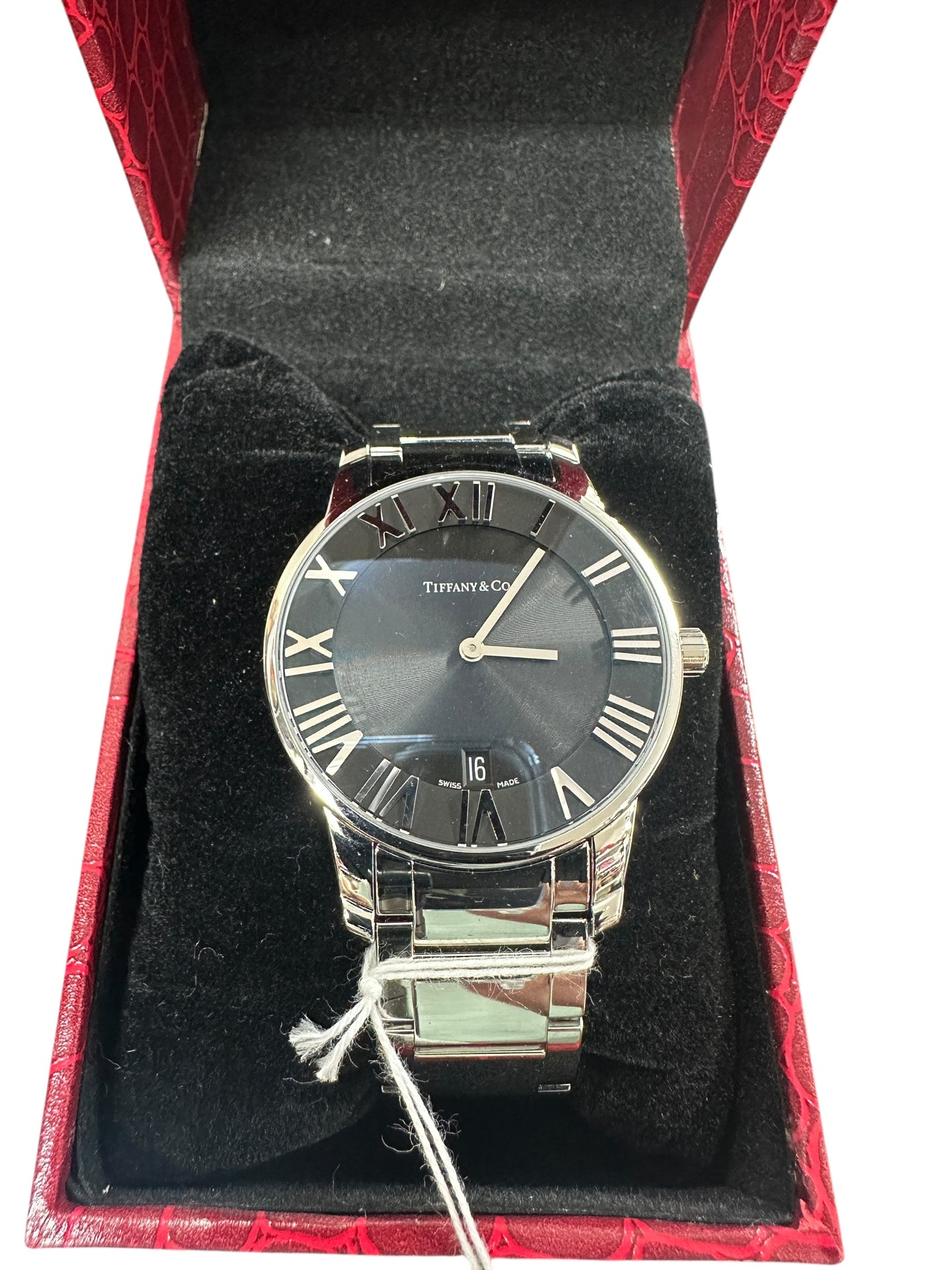 Tiffany & Co. Atlas Black Dial Stainless Steel Men's/Unisex Watch ER56