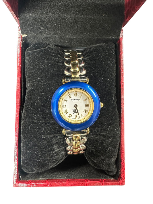 Burberrys of London Vintage Two-Tone Watch with Blue Enamel Bezel - ER63