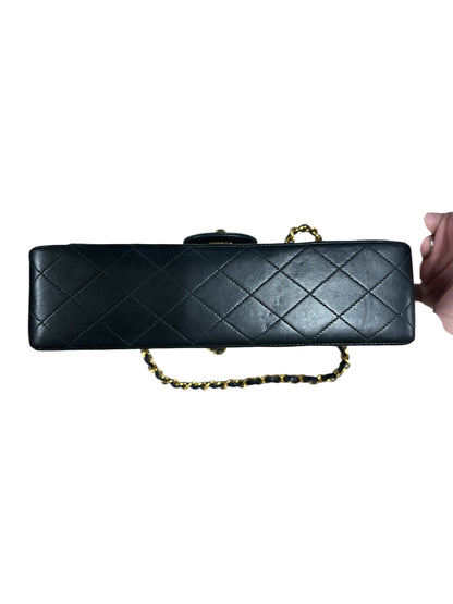 CHANEL Lambskin Classic Medium Double Flap Handbag Black Gold Hardware CH2149