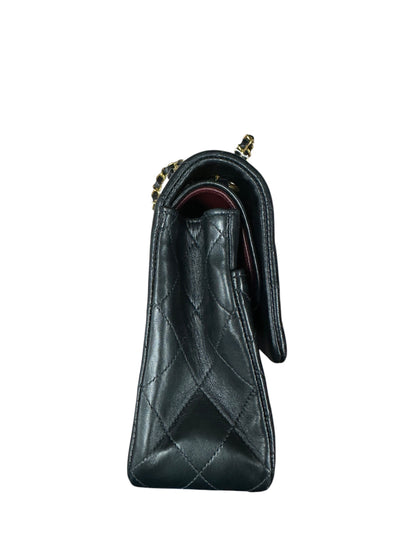 CHANEL Lambskin Classic Medium Double Flap Handbag Black Gold Hardware CH2149