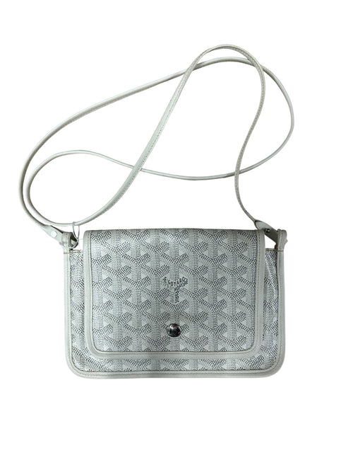 GOYARD Goyardine Canvas Plumet Crossbody Pouch White Silver Hardware GO17