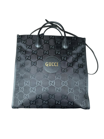 GUCCI Off The Grid GG Econyl Tote Bag Black Silver Hardware GU601