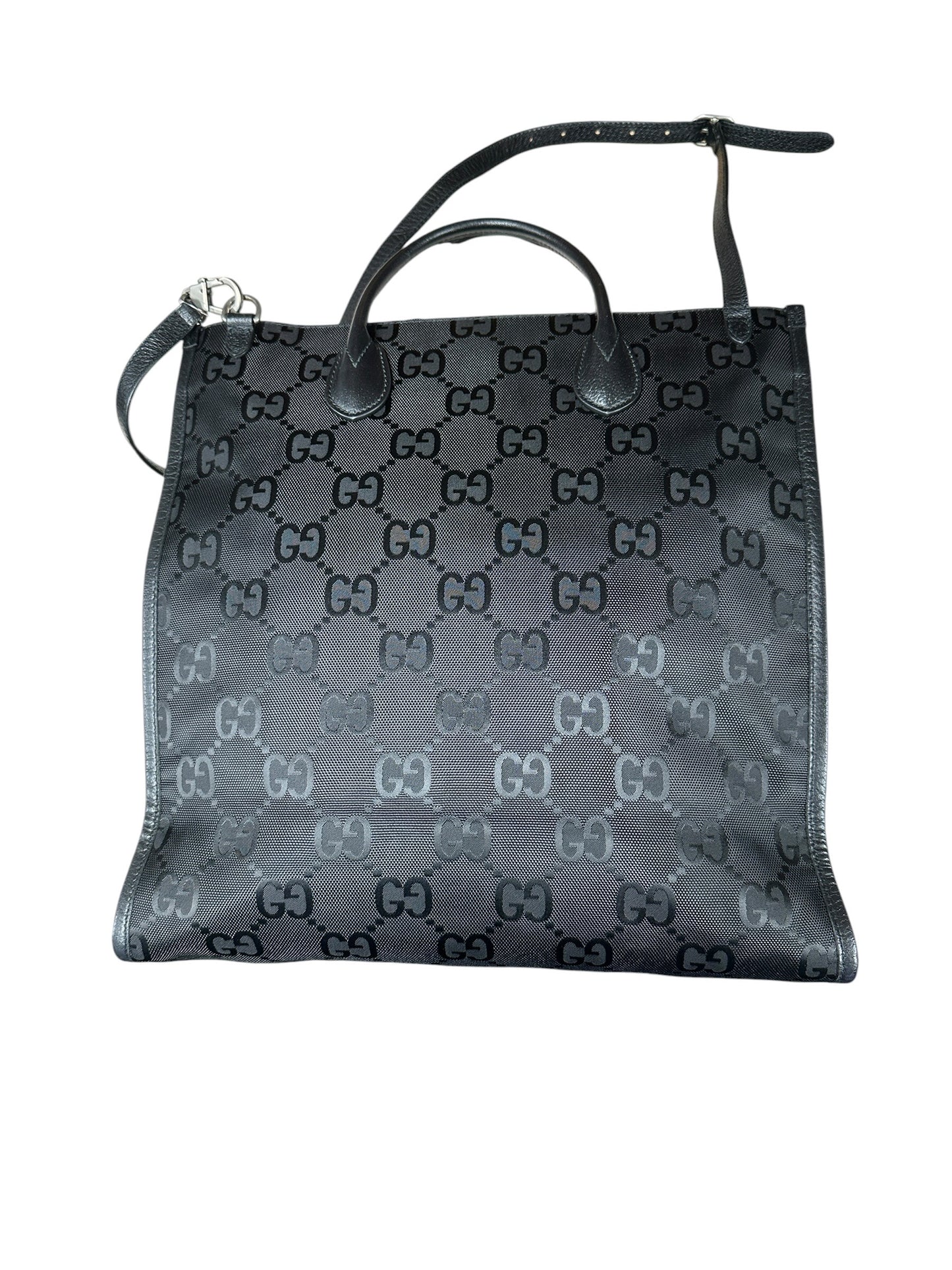 GUCCI Off The Grid GG Econyl Tote Bag Black Silver Hardware GU601