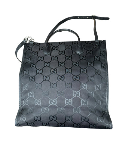 GUCCI Off The Grid GG Econyl Tote Bag Black Silver Hardware GU601