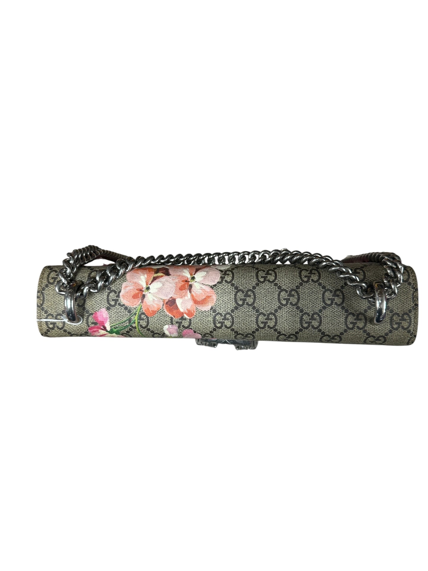 GUCCI GG Supreme Blooms Dionysus Small Shoulder Bag Beige Pink Silver Hardware GU595