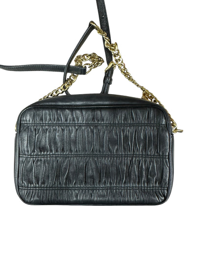 PRADA Gaufre Nappa Leather Camera Crossbody Bag Black Gold Hardware PR199