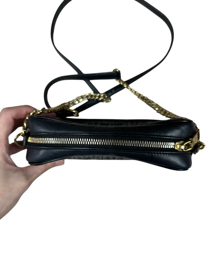 PRADA Gaufre Nappa Leather Camera Crossbody Bag Black Gold Hardware PR199