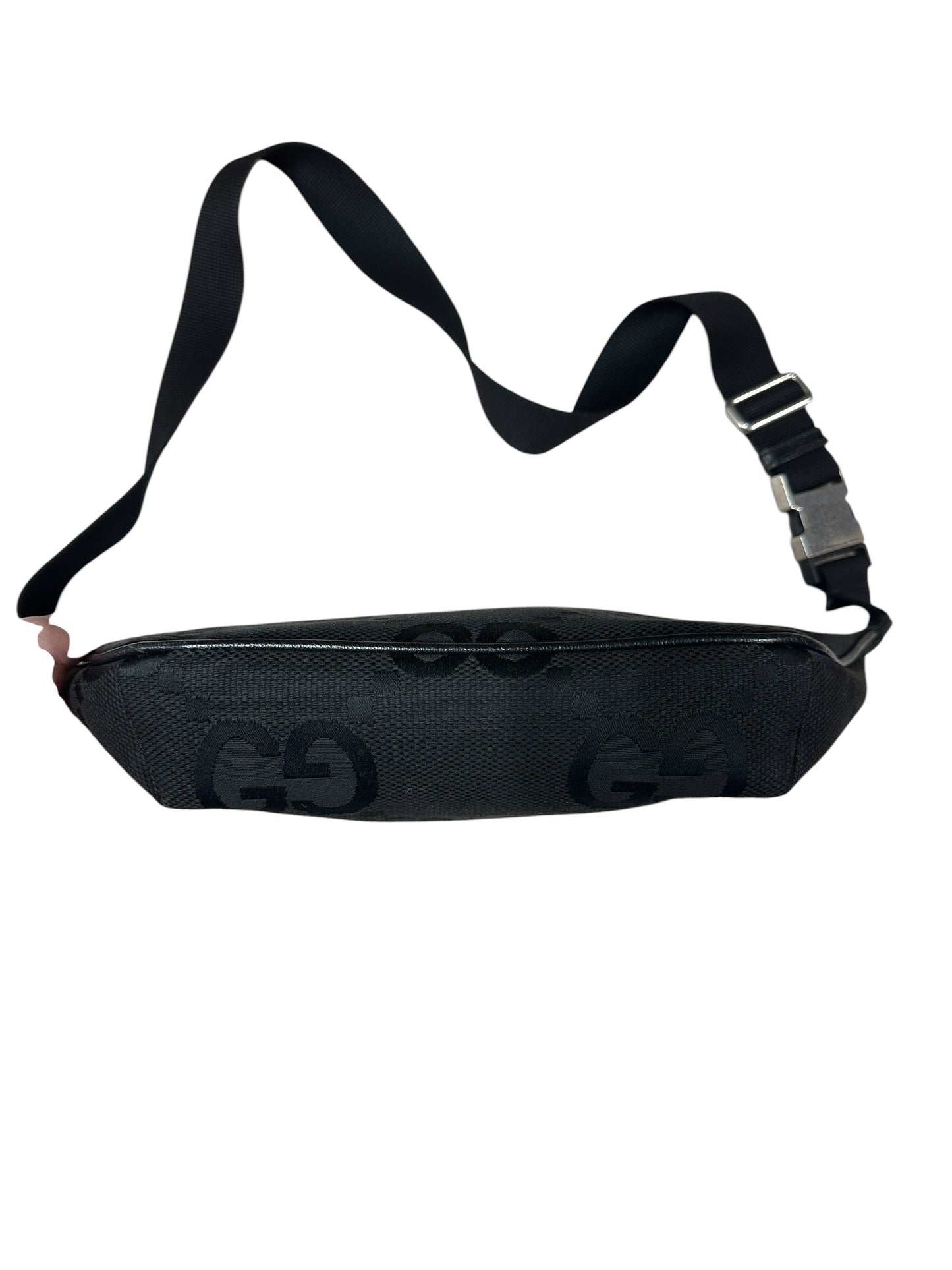 GUCCI Jumbo GG Canvas Belt Bag Bumbag Black Silver Hardware GU600