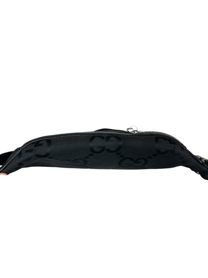 GUCCI Jumbo GG Canvas Belt Bag Bumbag Black Silver Hardware GU600