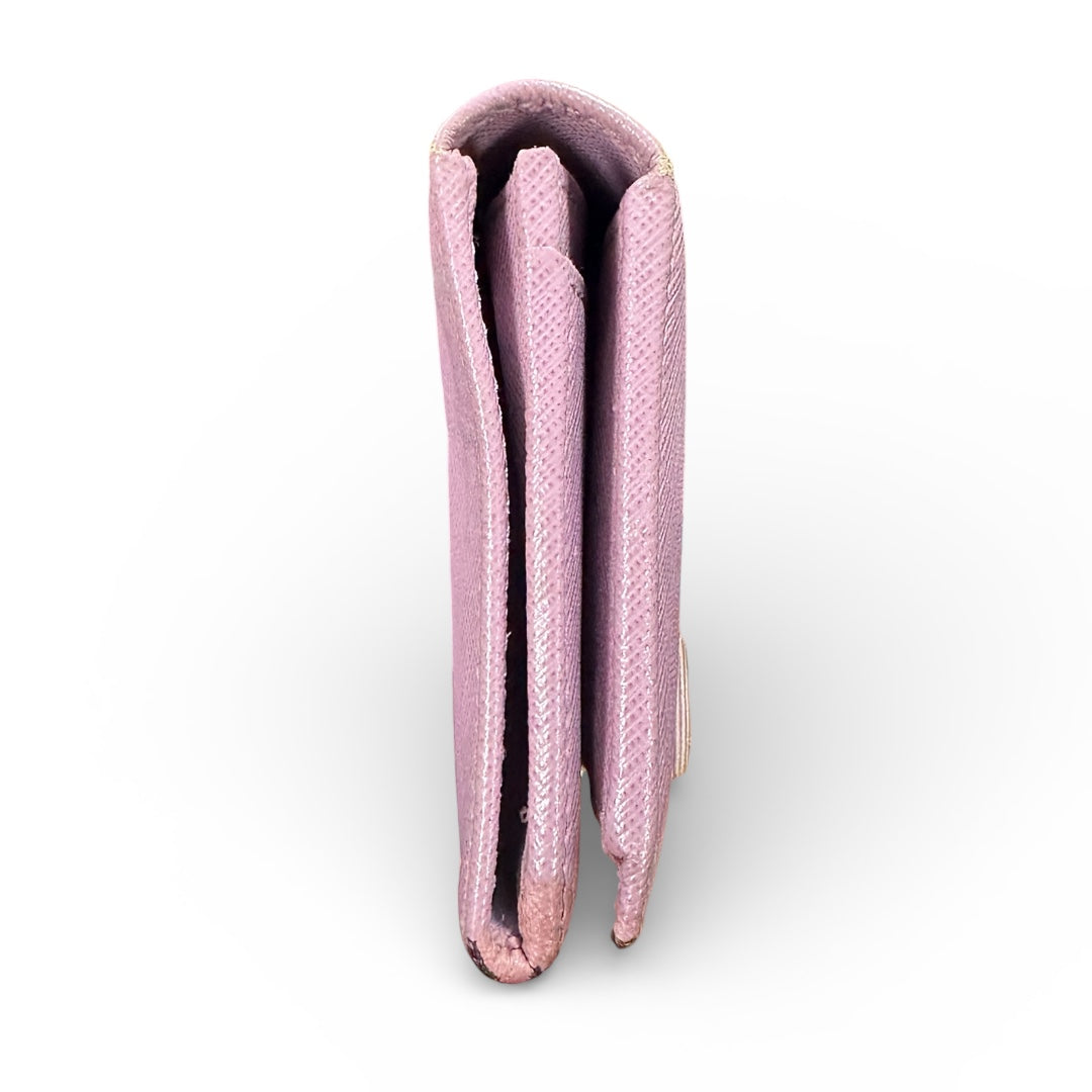 Authentic Salvatore Ferragamo Purple Leather Long Wallet with FE5a