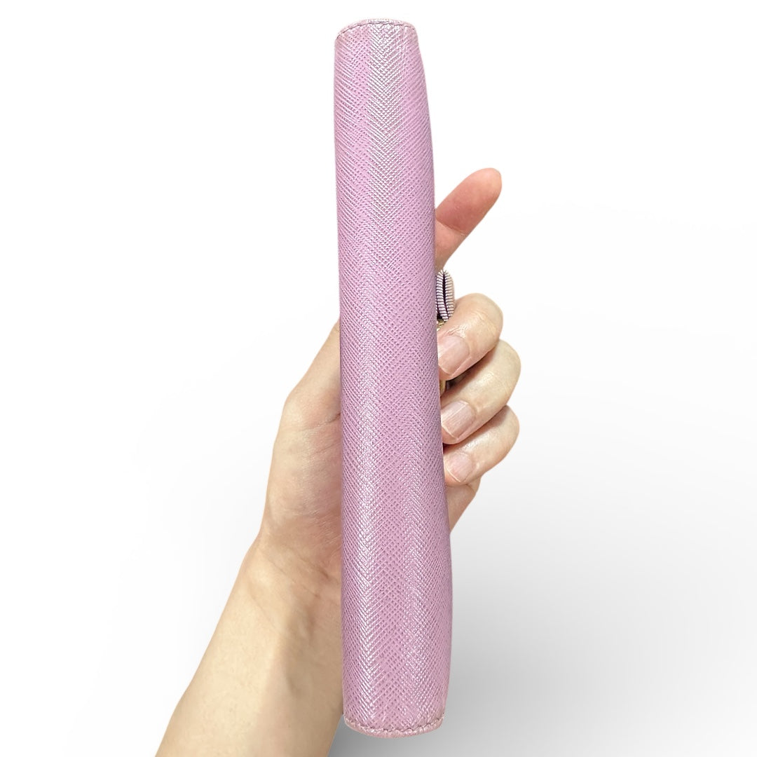 Authentic Salvatore Ferragamo Purple Leather Long Wallet with FE5a