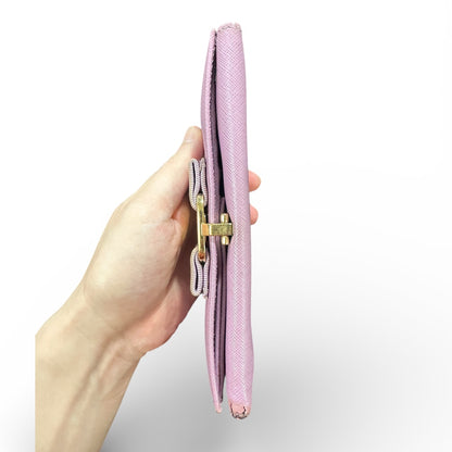 Authentic Salvatore Ferragamo Purple Leather Long Wallet with FE5a