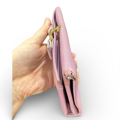 Authentic Salvatore Ferragamo Purple Leather Long Wallet with FE5a